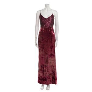 Vintage Badgley Mischka Pink Fuschia Velvet Embellished Sequin Dress